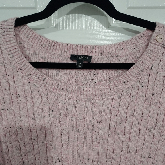 Talbots Woman Pink Cableknit Crewneck Sweater in Size 3X - Picture 3 of 12